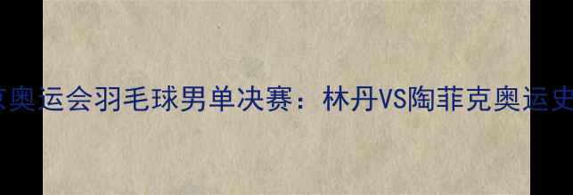 图片 2008年北京奥运会羽毛球男单决赛：林丹VS陶菲克奥运史经典对决1
