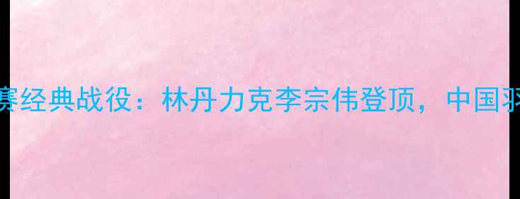 图片 2008年羽毛球世锦赛经典战役：林丹力克李宗伟登顶，中国羽毛球王朝开启之路
