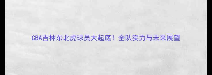 图片 CBA吉林东北虎球员大起底！全队实力与未来展望