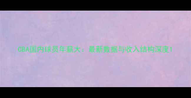 图片 CBA国内球员年薪大：最新数据与收入结构深度1