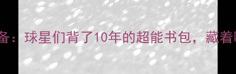 图片 NBA球星日常必备：球星们背了10年的超能书包，藏着哪些训练秘密？