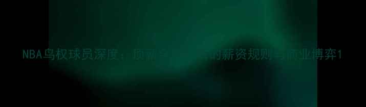 图片 NBA鸟权球员深度：顶薪合同背后的薪资规则与商业博弈1