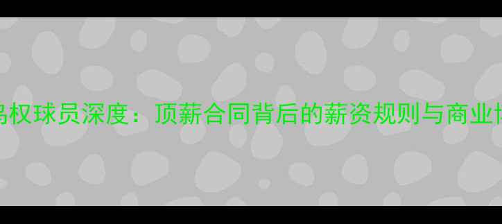 图片 NBA鸟权球员深度：顶薪合同背后的薪资规则与商业博弈2