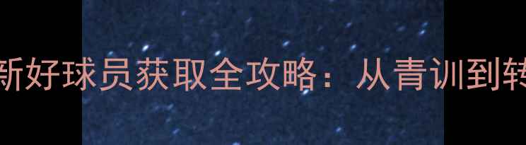 图片 PES世界足球经理最新好球员获取全攻略：从青训到转会市场的进阶指南1