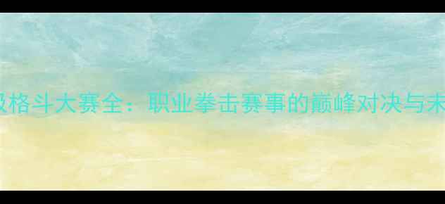 图片 UFC终极格斗大赛全：职业拳击赛事的巅峰对决与未来趋势