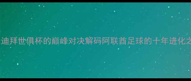 图片 vs：迪拜世俱杯的巅峰对决解码阿联酋足球的十年进化之路1