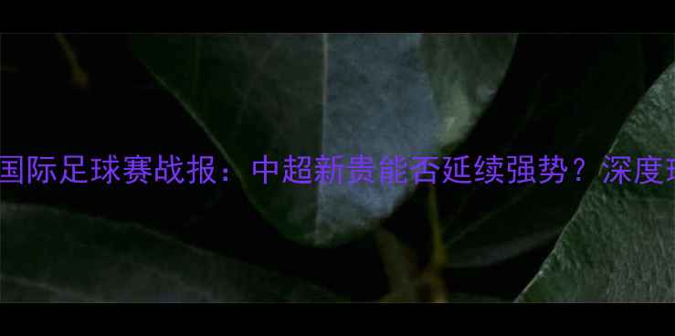 图片 ✨哈那提·阿斯兰今日国际足球赛战报：中超新贵能否延续强势？深度球队战术与未来展望✨1