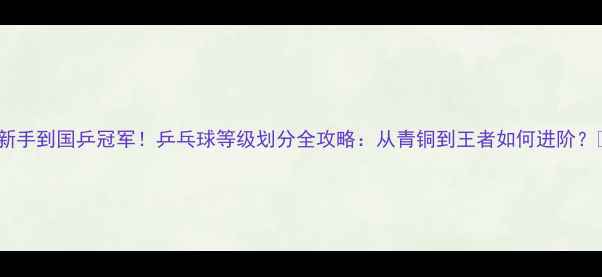 图片 ✨新手到国乒冠军！乒乓球等级划分全攻略：从青铜到王者如何进阶？🏓1
