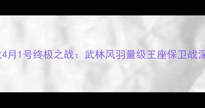 图片 一龙4月1号终极之战：武林风羽量级王座保卫战深度2