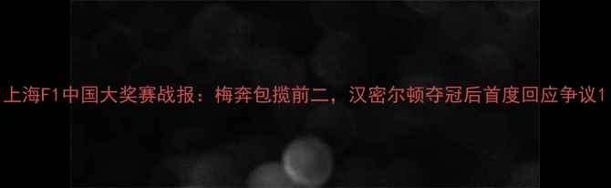 图片 上海F1中国大奖赛战报：梅奔包揽前二，汉密尔顿夺冠后首度回应争议1