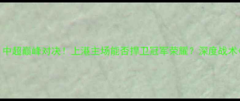 图片 上海上港vs国安：中超巅峰对决！上港主场能否捍卫冠军荣耀？深度战术+球员表现全记录1
