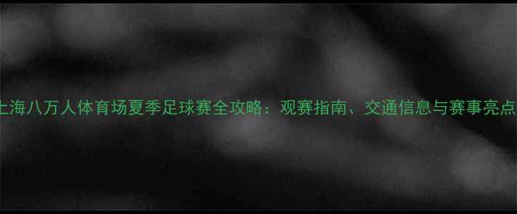 图片 上海八万人体育场夏季足球赛全攻略：观赛指南、交通信息与赛事亮点1