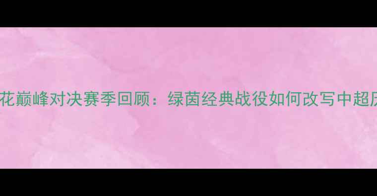 图片 上海申花巅峰对决赛季回顾：绿茵经典战役如何改写中超历史？1