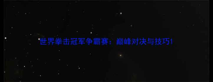 图片 世界拳击冠军争霸赛：巅峰对决与技巧1