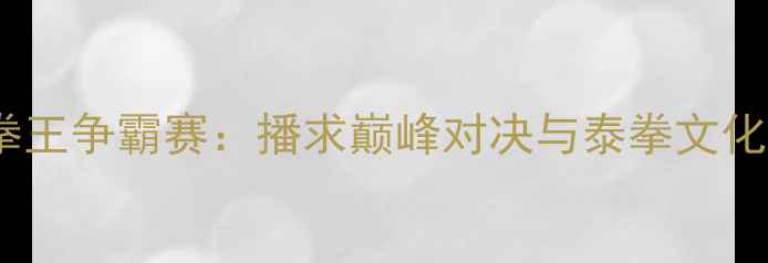 图片 世界泰拳王争霸赛：播求巅峰对决与泰拳文化新纪元2