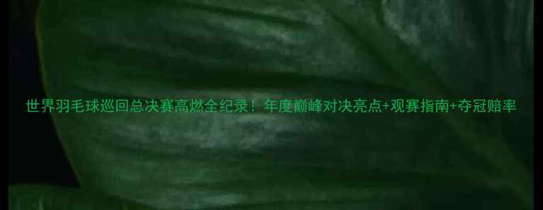 图片 世界羽毛球巡回总决赛高燃全纪录！年度巅峰对决亮点+观赛指南+夺冠赔率