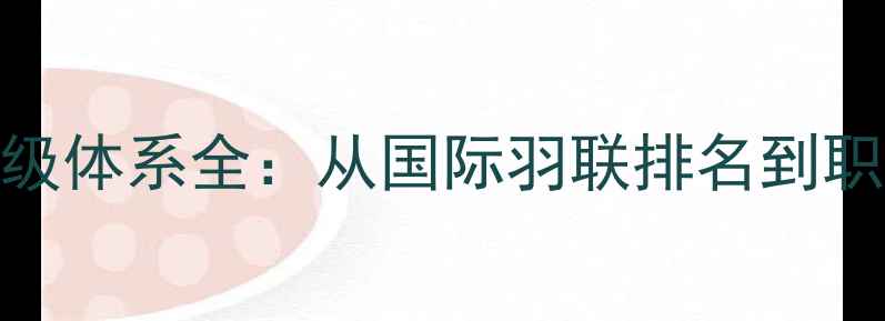 图片 世界羽毛球赛事分级体系全：从国际羽联排名到职业巡回赛等级划分