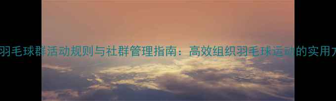 图片 业余羽毛球群活动规则与社群管理指南：高效组织羽毛球运动的实用方案1