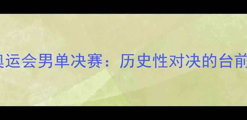 图片 东京奥运会男单决赛：历史性对决的台前幕后2