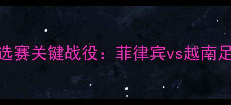 图片 东南亚杯预选赛关键战役：菲律宾vs越南足球对决深度