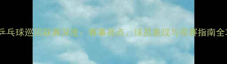 图片 中国乒乓球巡回联赛深度：赛事亮点、球员表现与观赛指南全攻略2