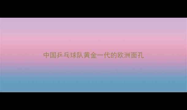 图片 中国乒乓球队黄金一代的欧洲面孔