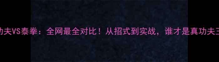 图片 中国功夫VS泰拳：全网最全对比！从招式到实战，谁才是真功夫王者？