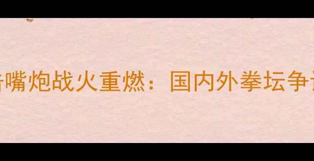 图片 中国拳击嘴炮战火重燃：国内外拳坛争议与竞技