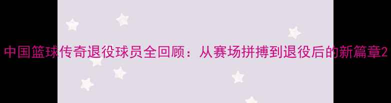 图片 中国篮球传奇退役球员全回顾：从赛场拼搏到退役后的新篇章2