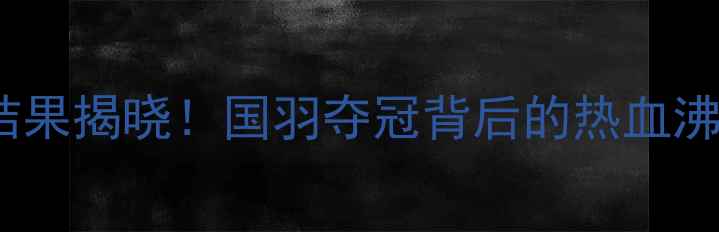 图片 中国羽毛球团体赛决赛结果揭晓！国羽夺冠背后的热血沸腾与震撼瞬间全记录🏆1