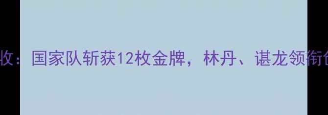 图片 中国羽毛球大丰收：国家队斩获12枚金牌，林丹、谌龙领衔创历史最佳战绩2