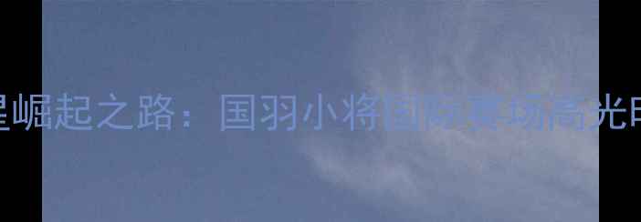 图片 中国羽毛球新星崛起之路：国羽小将国际赛场高光时刻与成长启示