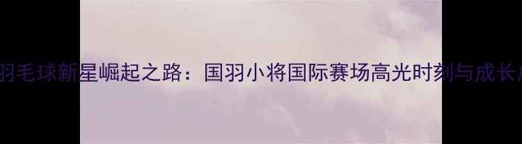 图片 中国羽毛球新星崛起之路：国羽小将国际赛场高光时刻与成长启示2