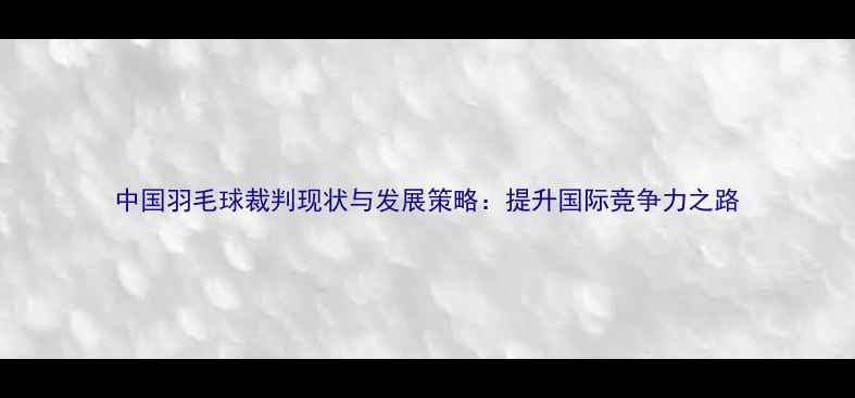 图片 中国羽毛球裁判现状与发展策略：提升国际竞争力之路