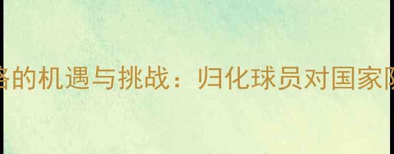 图片 中国足球归化战略的机遇与挑战：归化球员对国家队建设的实际影响