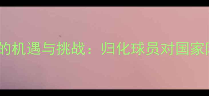 图片 中国足球归化战略的机遇与挑战：归化球员对国家队建设的实际影响2