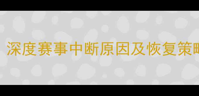 图片 中断的足球比赛：深度赛事中断原因及恢复策略（附著名案例）