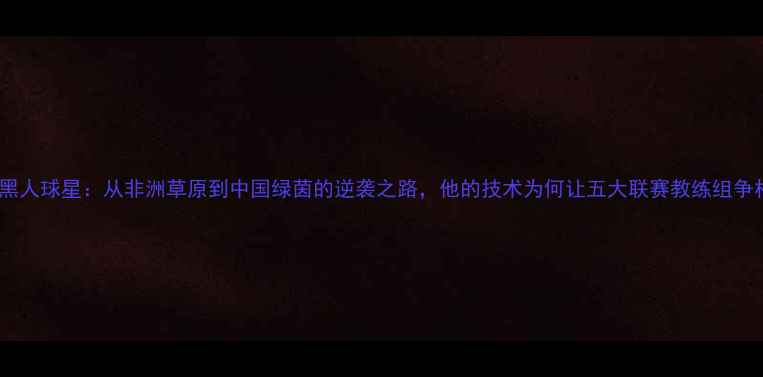 图片 中超24号黑人球星：从非洲草原到中国绿茵的逆袭之路，他的技术为何让五大联赛教练组争相邀约？2