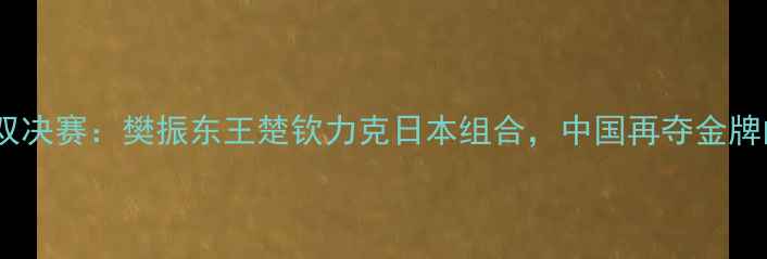 图片 乒乓球世锦赛男双决赛：樊振东王楚钦力克日本组合，中国再夺金牌的技术与策略全2