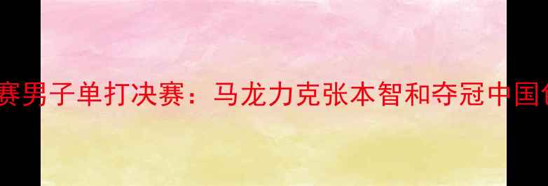 图片 乒乓球亚锦赛男子单打决赛：马龙力克张本智和夺冠中国包揽冠亚军2