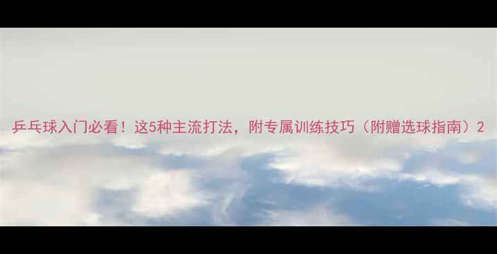 图片 乒乓球入门必看！这5种主流打法，附专属训练技巧（附赠选球指南）2