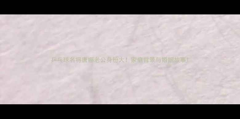 图片 乒乓球名将唐娜老公身份大！家庭背景与婚姻故事1