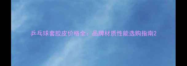 图片 乒乓球套胶皮价格全：品牌材质性能选购指南2