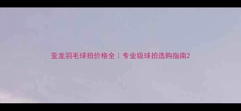 图片 亚龙羽毛球拍价格全｜专业级球拍选购指南2