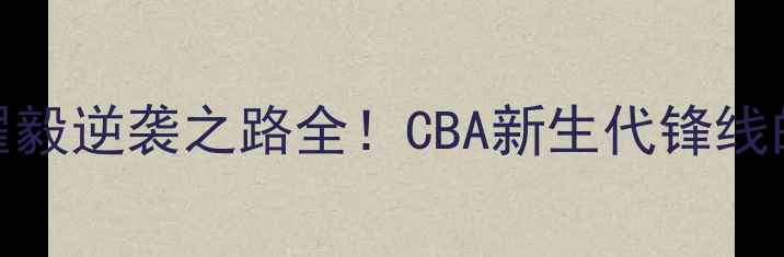 图片 从饮水机到MVP：翟毅逆袭之路全！CBA新生代锋线的数据与成长秘籍1