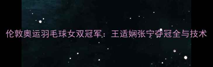 图片 伦敦奥运羽毛球女双冠军：王适娴张宁夺冠全与技术