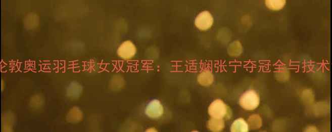 图片 伦敦奥运羽毛球女双冠军：王适娴张宁夺冠全与技术1