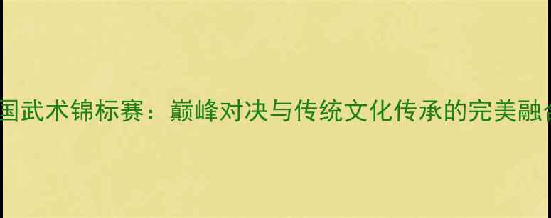 图片 全国武术锦标赛：巅峰对决与传统文化传承的完美融合1