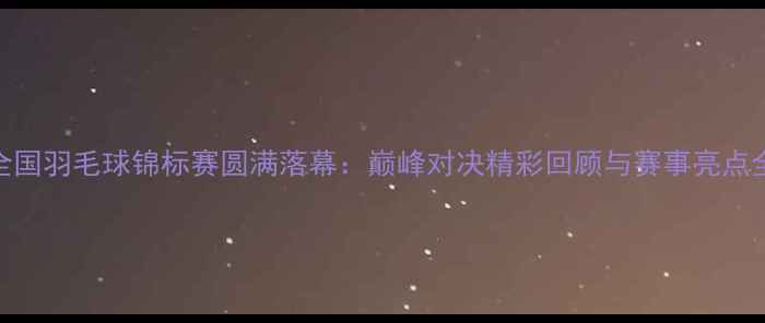 图片 全国羽毛球锦标赛圆满落幕：巅峰对决精彩回顾与赛事亮点全