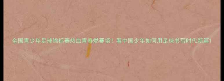 图片 全国青少年足球锦标赛热血青春燃赛场！看中国少年如何用足球书写时代新篇1